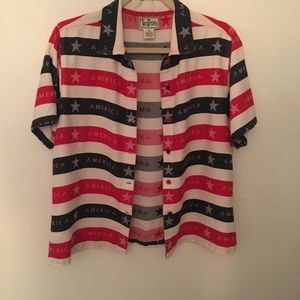 Tantrums Red White and Blue Striped  Star Buttons